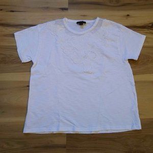 EUC J. Crew Embroidered White Cotton Tee Small
